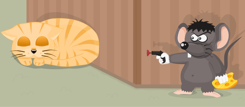Of Mouse With A Gun Clipart
