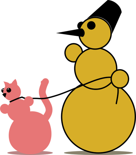 Snowman With A Cat Clipart