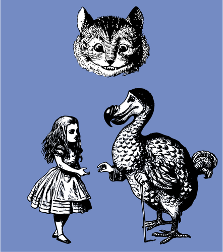 Alice In Wonderland With Cat And Goose Clipart