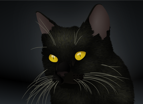 Of Black Cat With Yellow Eyes Clipart