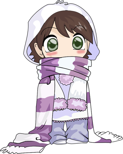 Anime Child In Winter Clothes Clipart