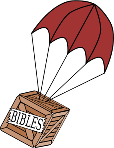 Of Parachute Delivery Of Box Of Bibles Clipart