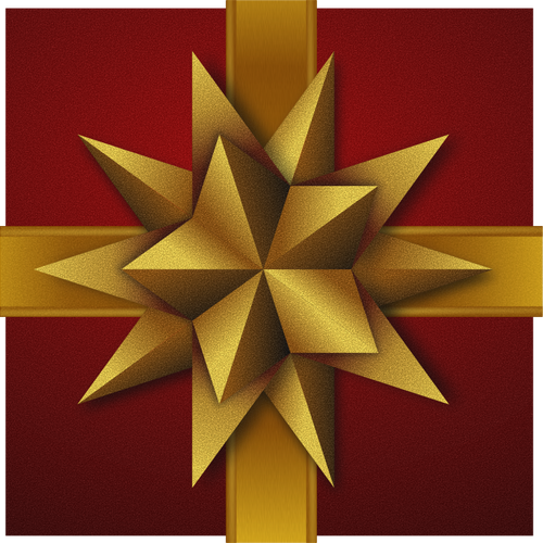 Christmas Gift Box With Decorative Golden Stars Clipart