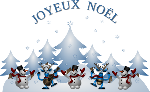 Of Merry Christmas Card In French Clipart