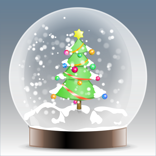 Christmas Tree Snow Globe Clipart