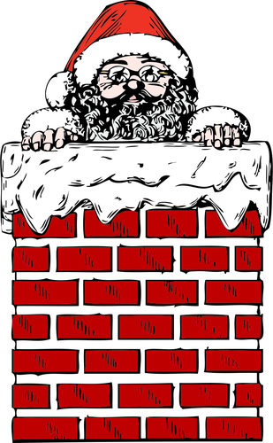 Santa In A Chimney Clipart