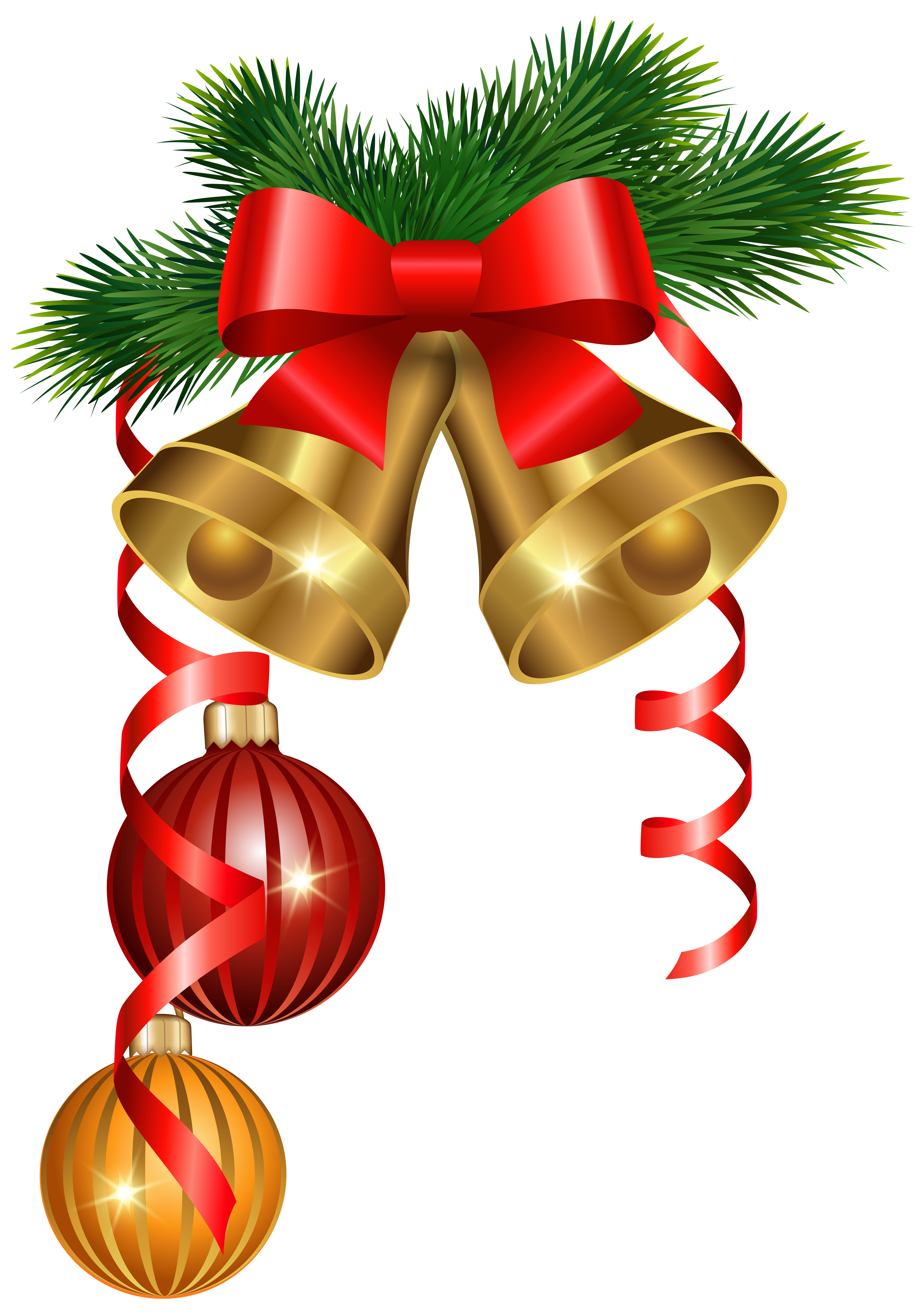 And Golden Tree Decoration Ornaments Christmas Bells Clipart