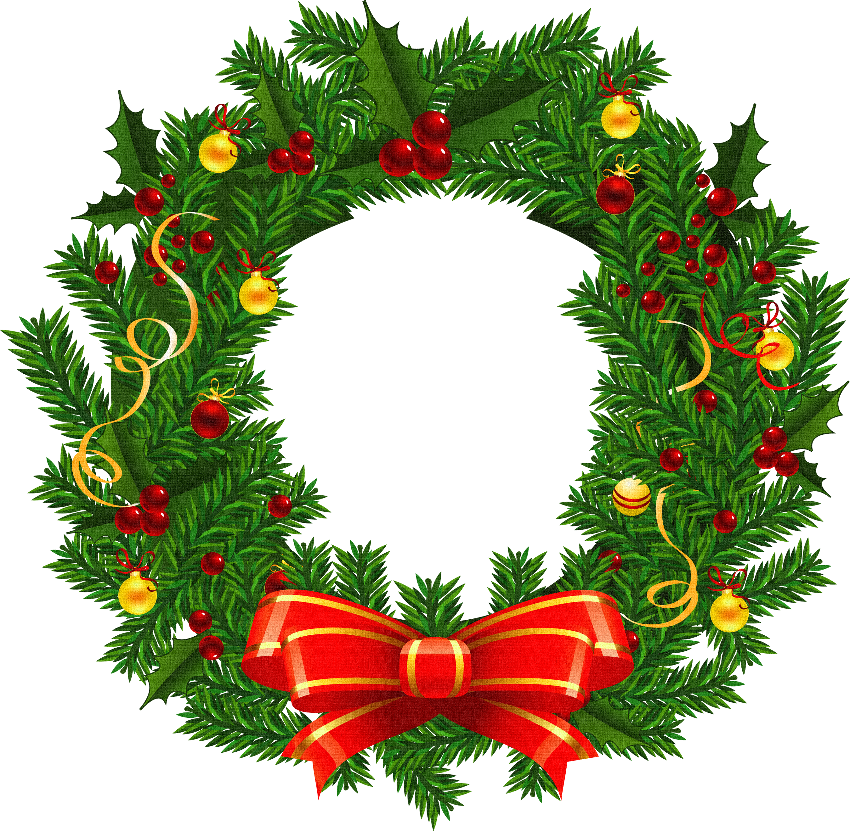 Picture Wreath Claus Transparent Large Santa Christmas Clipart