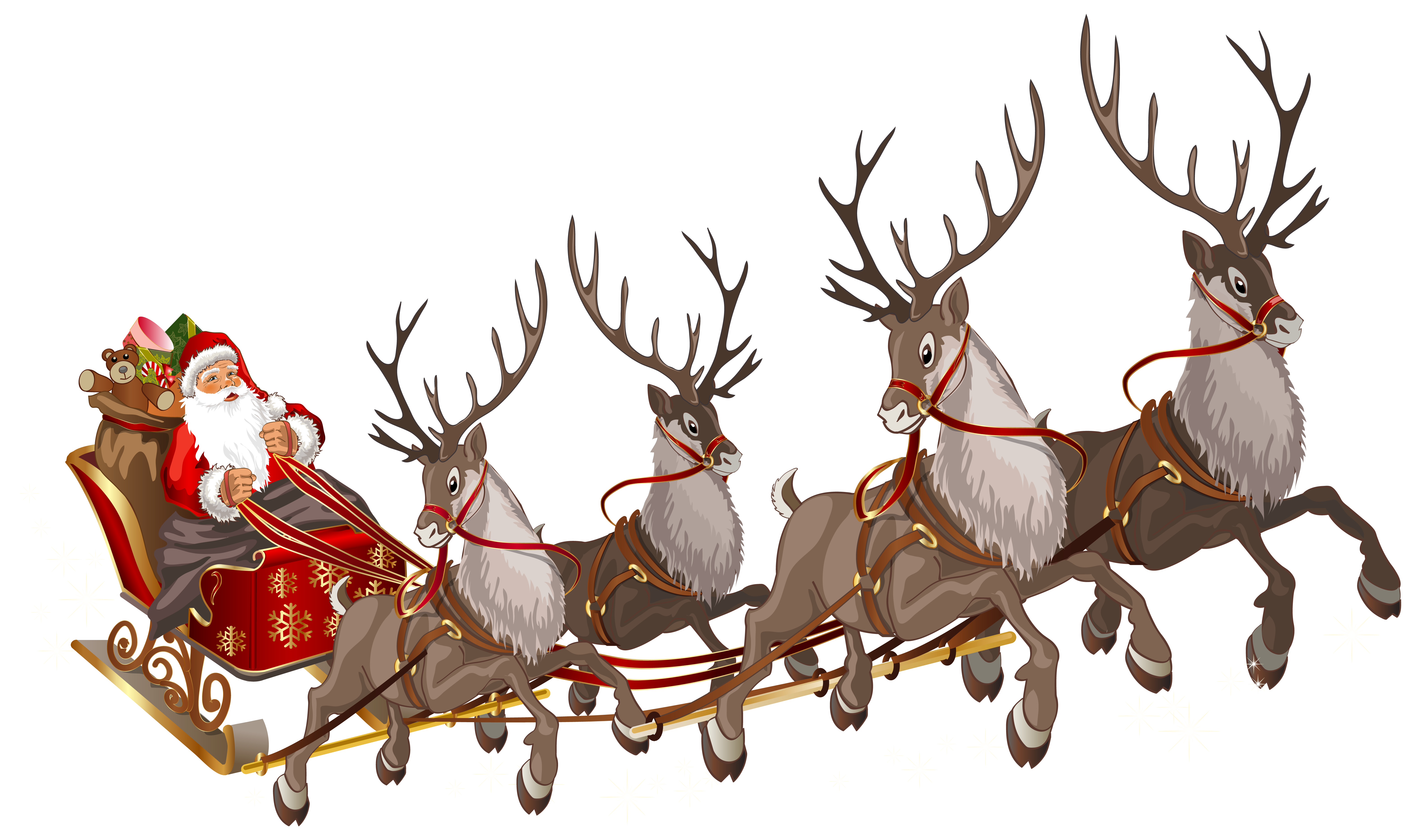 Rudolph Claus Reindeer Claus'S Santa Sleigh With Clipart