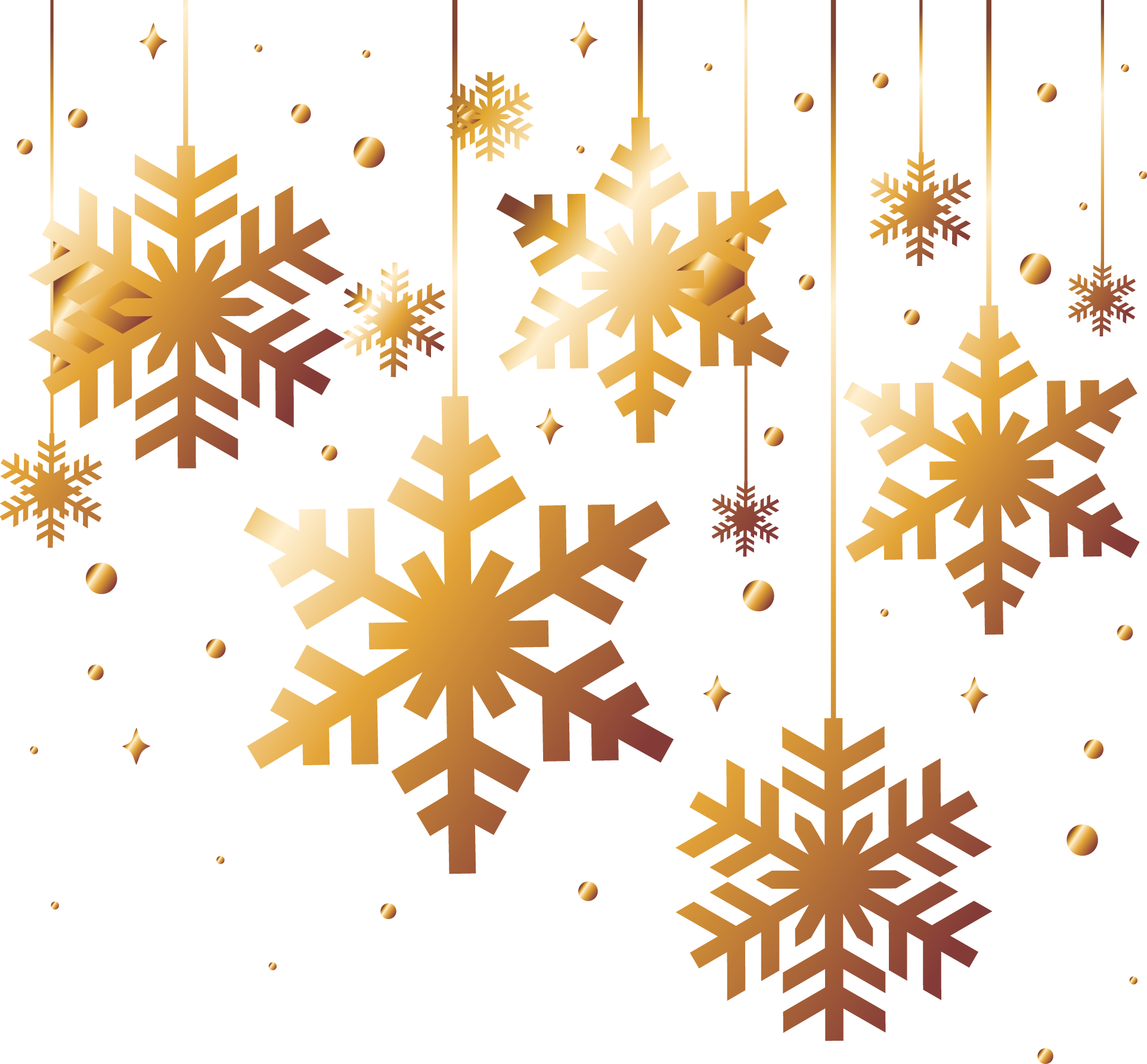 Golden Snowflakes Snowflake Christmas Free Download PNG HQ Clipart