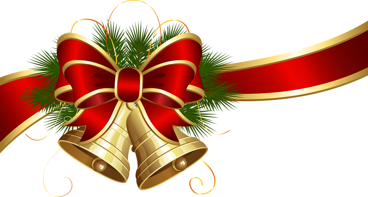 Bow Transparent With Christmas Red Bells Clipart