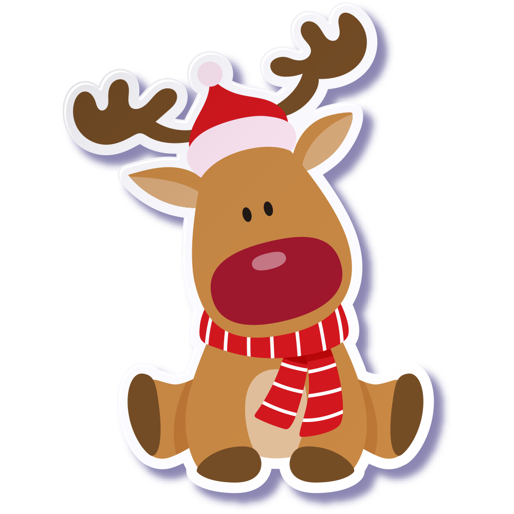 Cute Claus Rudolph Dog Reindeer Santa Christmas Clipart