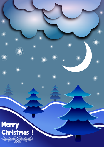 Blue Christmas Trees Greeting Card Drawing Clipart
