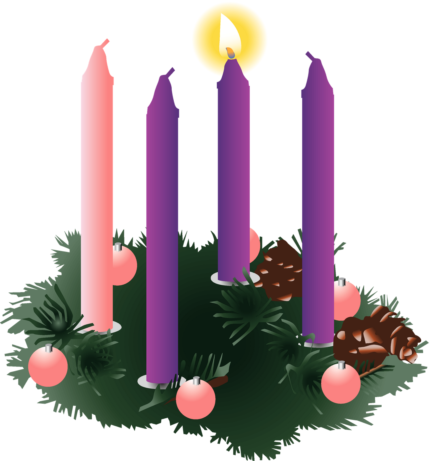 Candles Wreath Advent Sunday Mass Gaudete Church Clipart