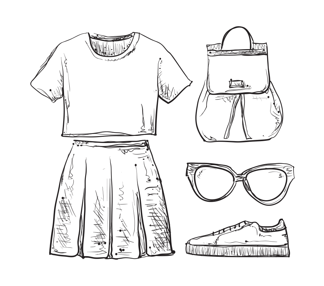 Download Sketch Clothing Backpack Royalty Free Pattern Dress Drawing Clipart Png Free Freepngclipart