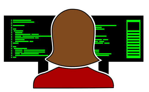 Computer Programmer From Back Clipart