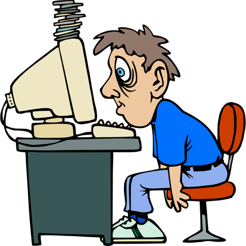 Exhausted Computer User Clipart