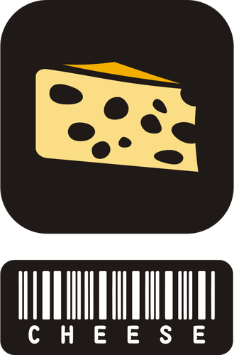 Of Two Piece Sticker For Cheese With Barcode Clipart