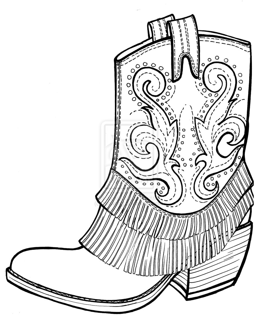 Pics Of Black And White Cowboy Boots Clipart
