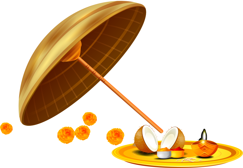 And Coconut Umbrella Lights Festival Illustration Kerala Clipart