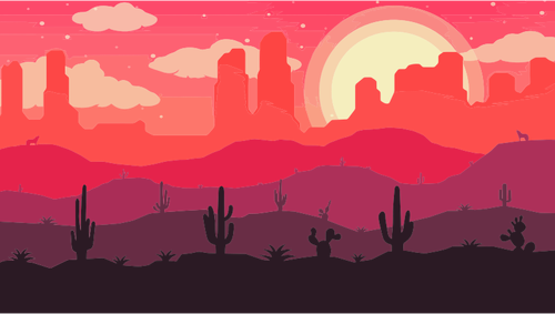 Sunset In The Desert Clipart