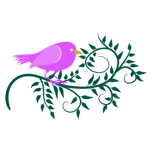 Pink Bird In A Branch Clipart