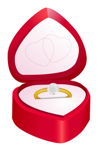 Of Diamond Ring In Heart Shape Box Clipart