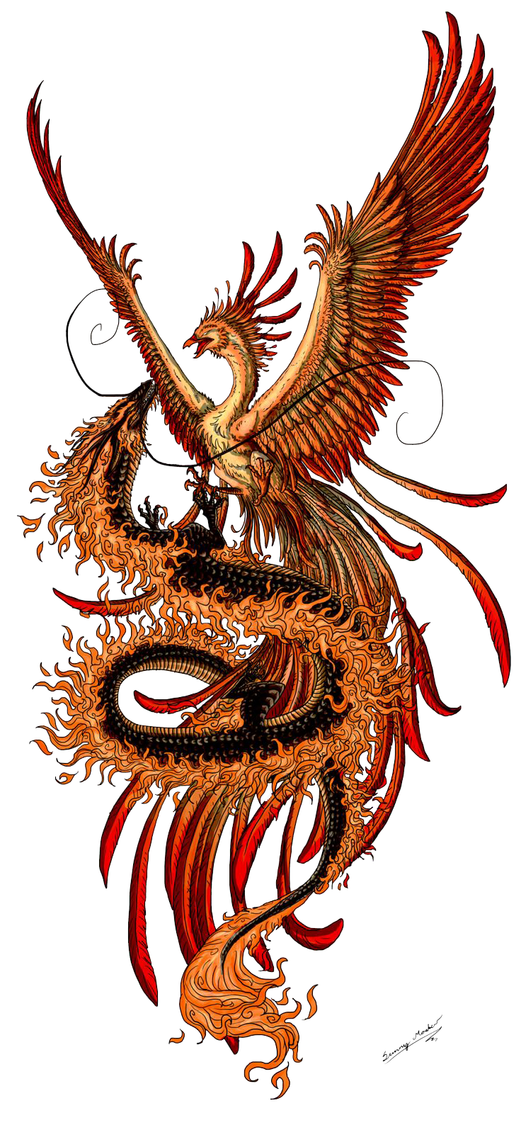 Tattoo Phoenix Chinese Tattoos Dragon Fenghuang Images Clipart