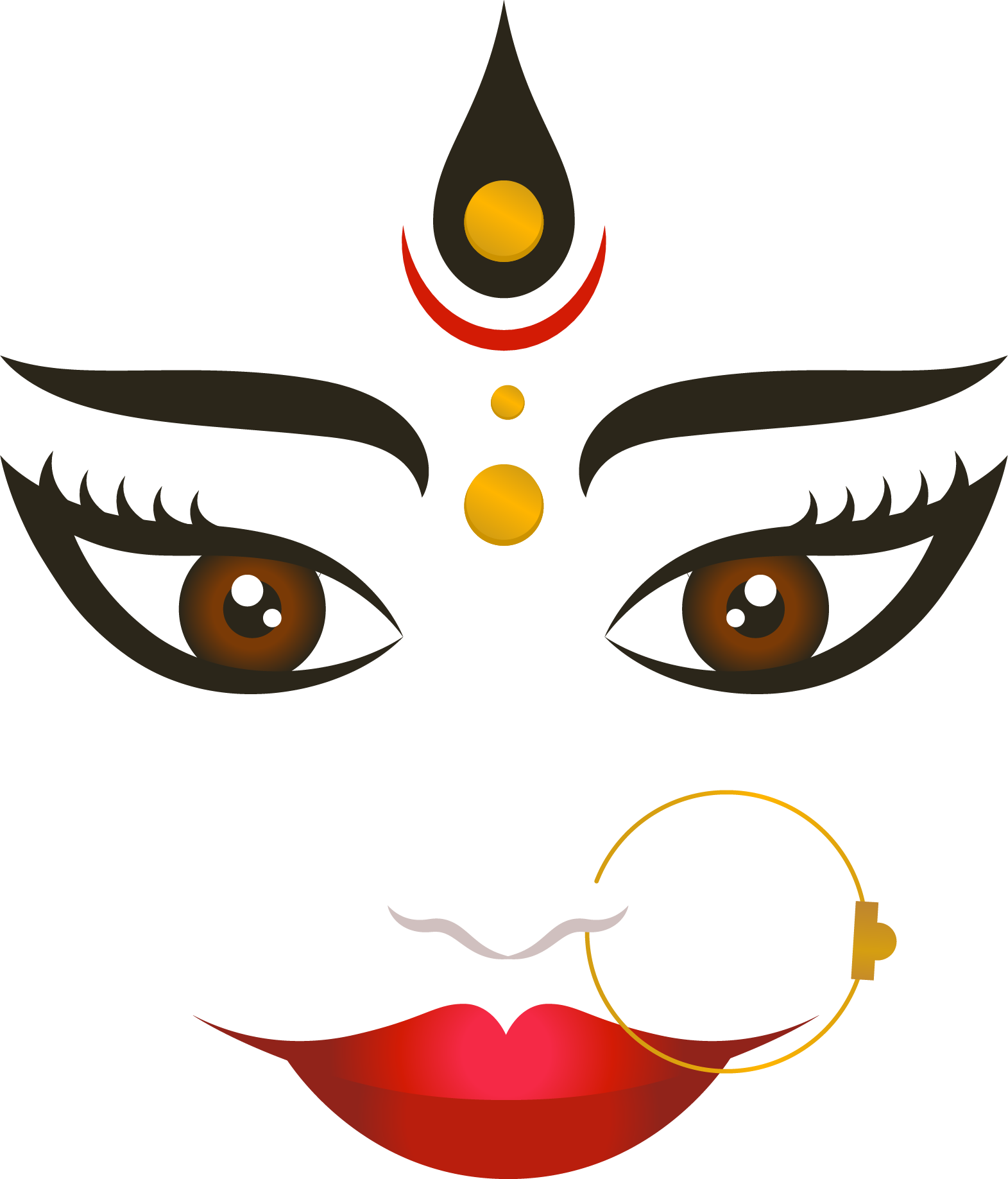 Durga Puja India Face Navaratri Happiness Clipart