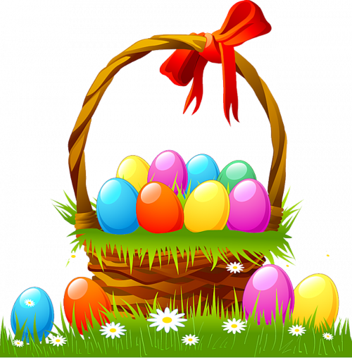 And With Eggs Basket Grass Egg Bunny Clipart