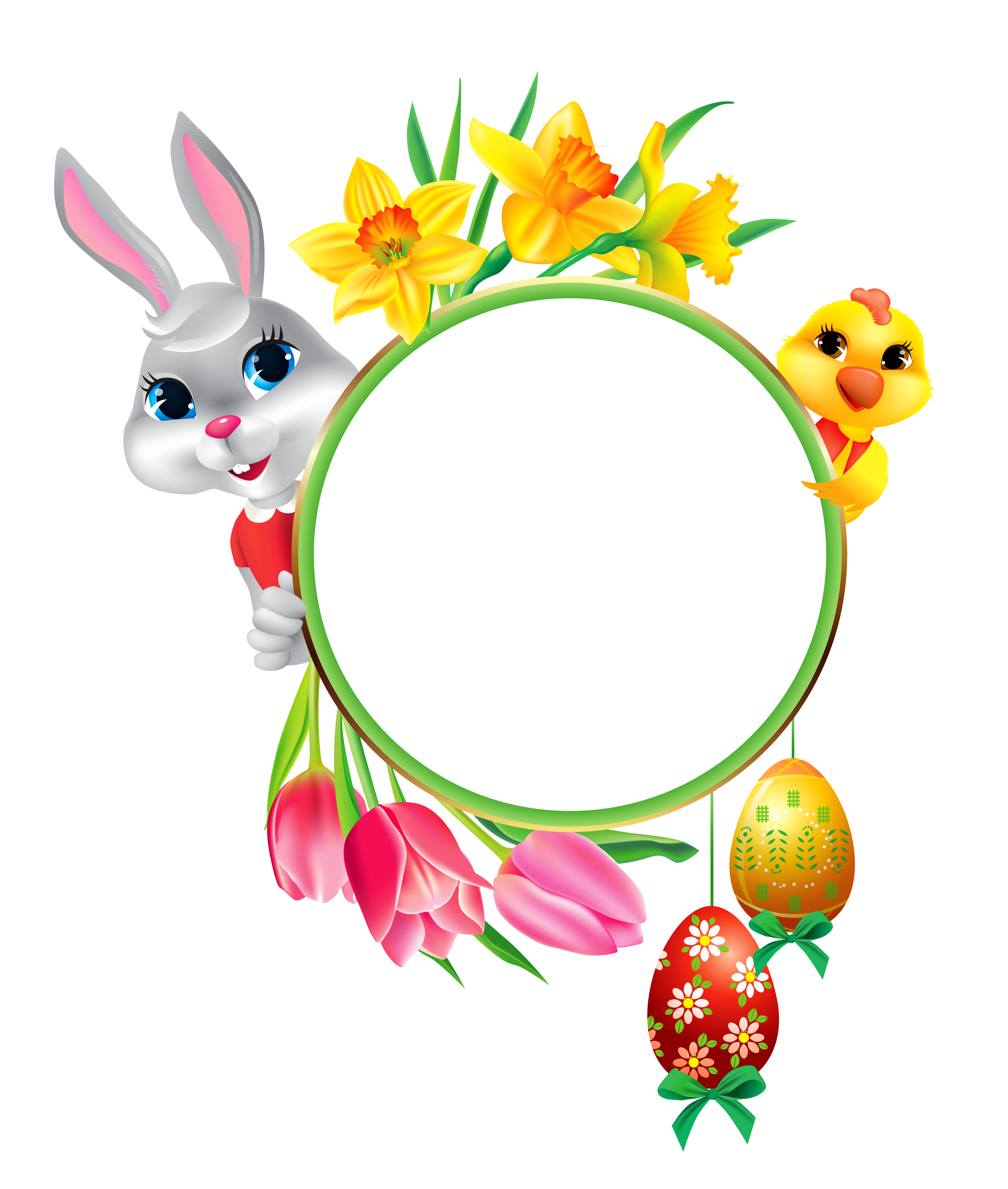 And With Easter Frame Round Chicken Egg Clipart