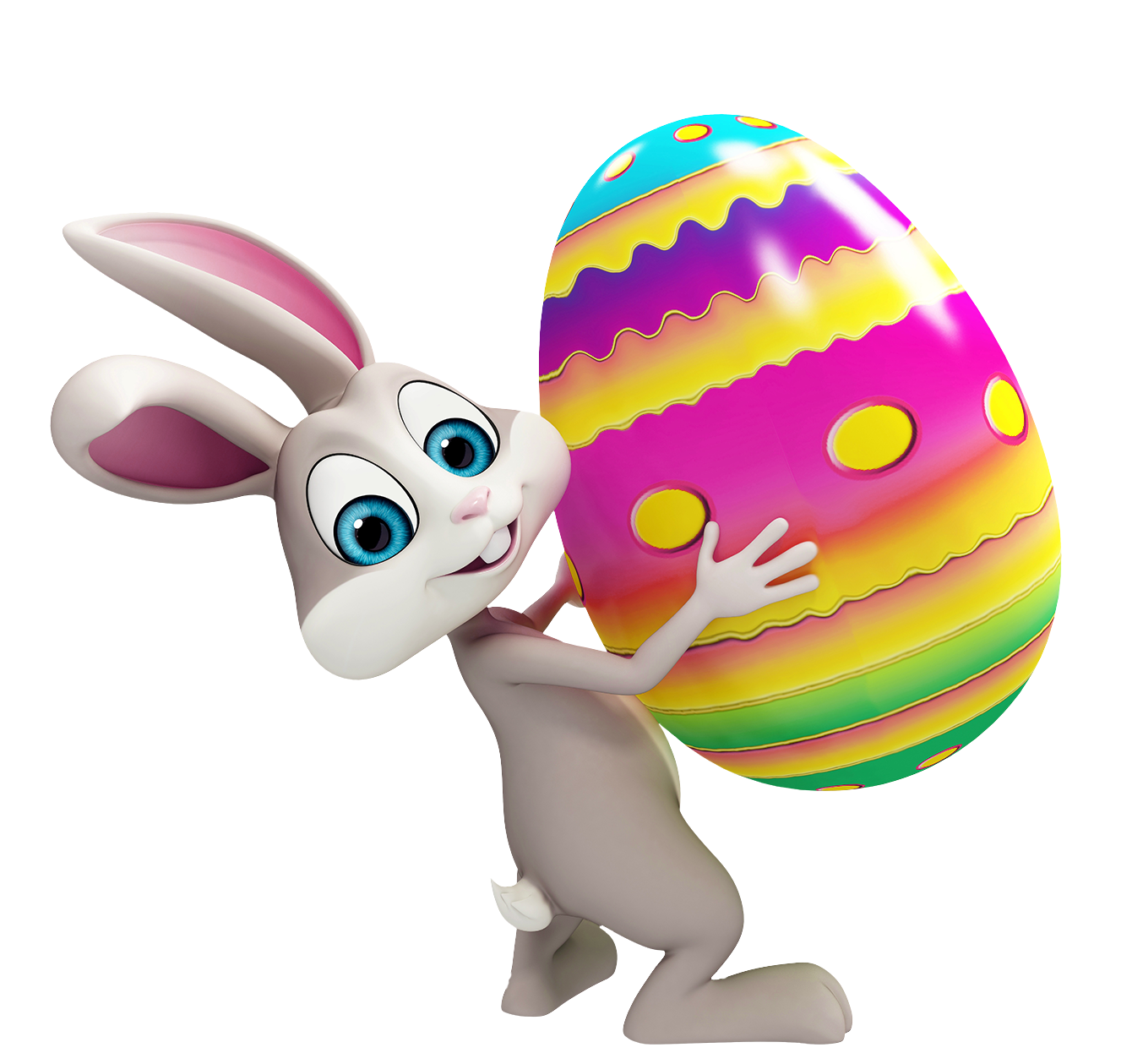 Colorful Easter Bunny With Transparent Egg Clipart