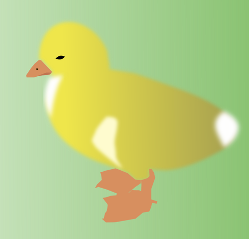 Of Yellow Chick On Green Background Clipart