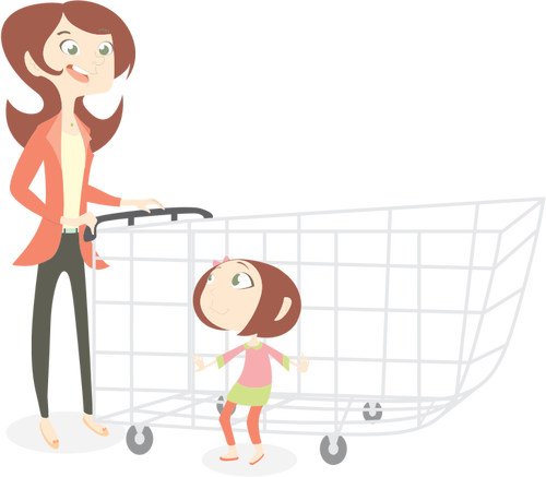 Mom Shopping With Daughter Clipart