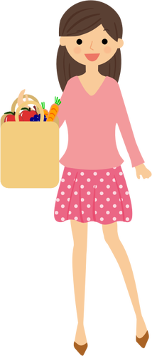 Grocery Shopping Lady Clipart