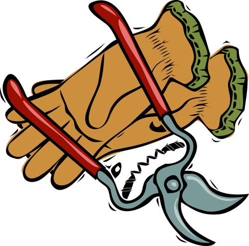 Gloves And Cutting Scissors Clipart