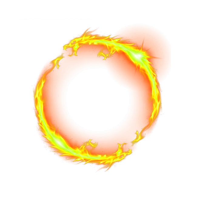 Chinese Fire Effect Yellow Dragon Circle Element Clipart