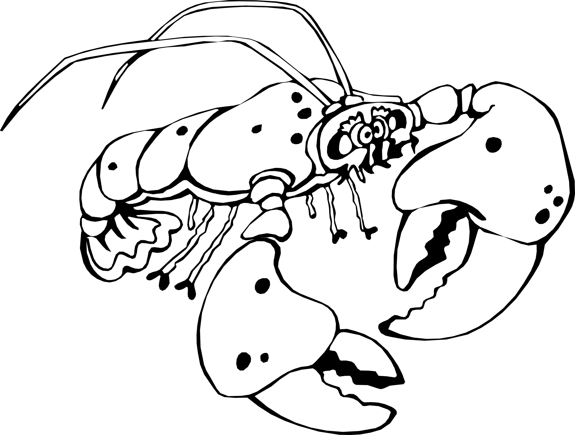 Lobster Of A Black And White Crayfish Clipart