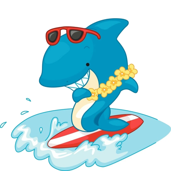 Shark Surfing Cartoon Free Frame Clipart