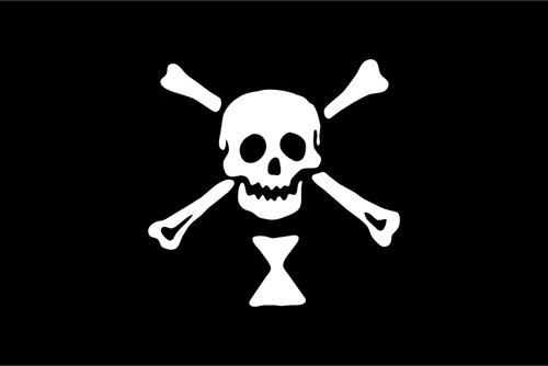 Pirate Flag In Black And White Clipart