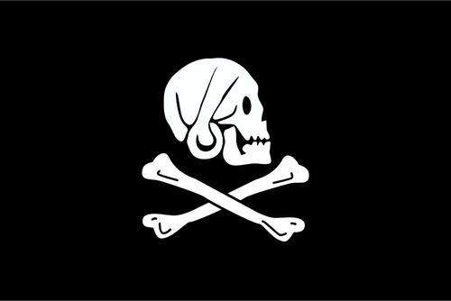 Of Pirate Flag With Skull Looking Sideways Clipart