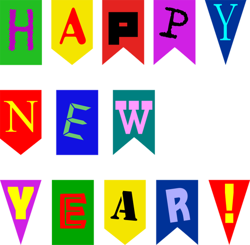 New Year Flags Clipart