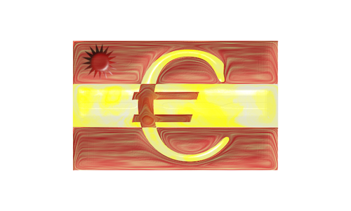 Spanish Flag With Euro Sign Clipart