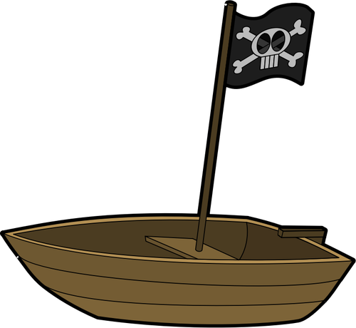 Of Single Person Pirate Boat With A Flag Clipart