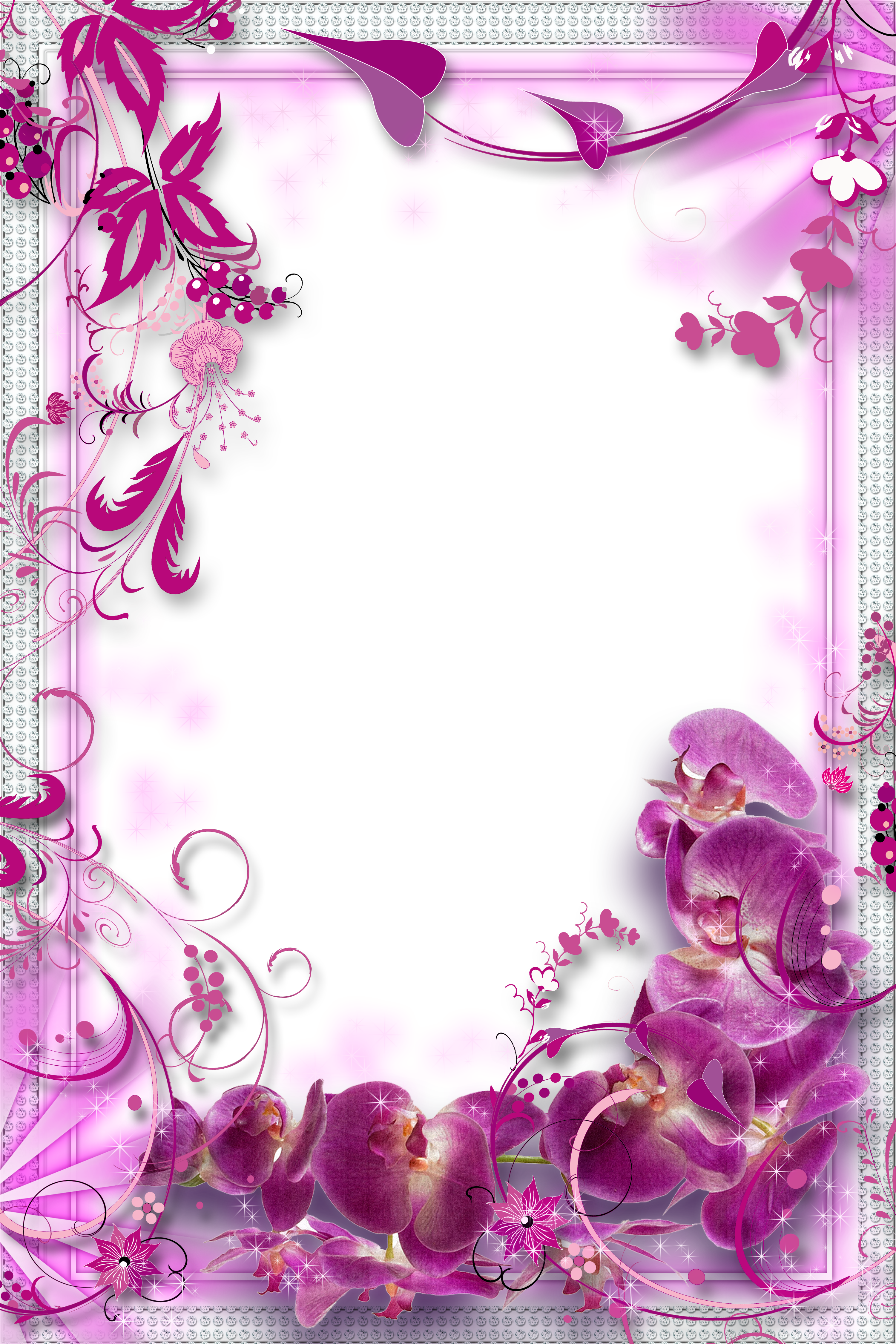 Purple Flowers Flower Border Free Frame Clipart
