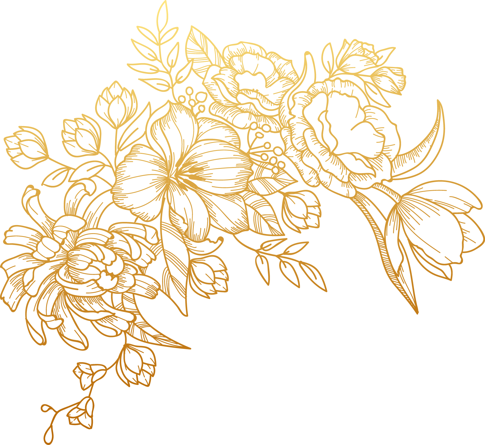 Golden Flower Painted Euclidean Vector Flowers Clipart