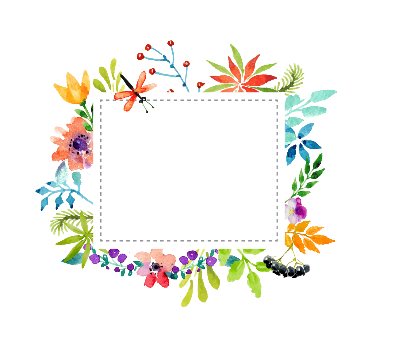 Watercolor Material Flowers Border Vector PNG Download Free Clipart