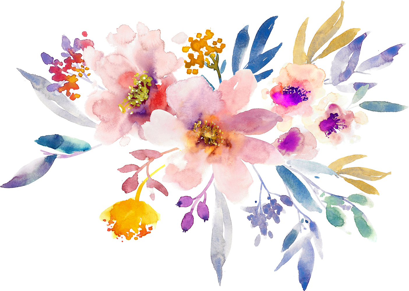 Gouache Flowers Painting Creative Free Photo PNG Clipart