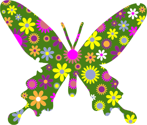 Colorful Floral Butterfly Clipart