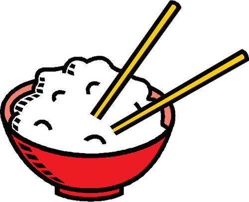Bowl Of Rice With Chopsticks Clipart